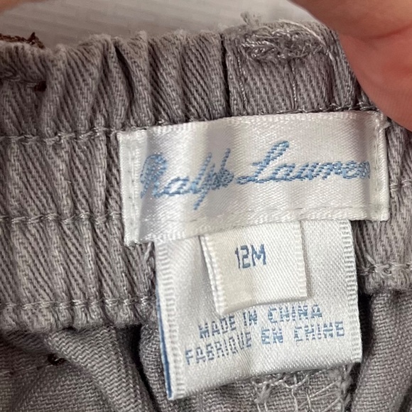 RALPH LAUREN Baby Boy Straight Twill Pant -Classic Gray Pull On Trousers -12M - Picture 4 of 6